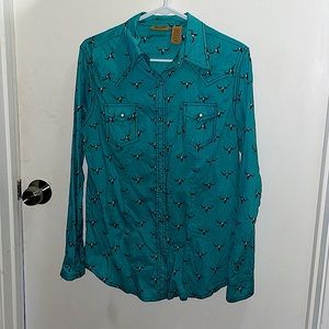 Long sleeve vintage pearl snap